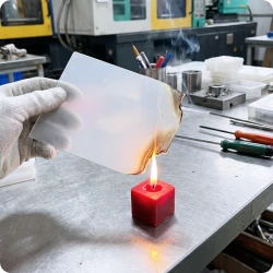 Comparison of plastic and metal parts highlighting differences in rigidity and temperature resistance.