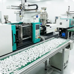 FDA registered micro-molded drug delivery device component with high-volume production surface finishing.