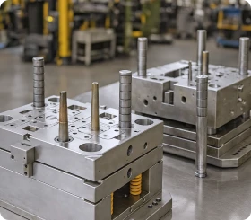 Precision aluminum mold tool used for rapid-turnaround injection molding and low-volume production