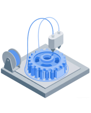 Gros plan sur une pièce prototype imprimée en 3D FDM de haute qualité, prête pour une application industrielle.