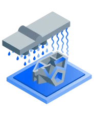 Illustration isométrique du procédé d'impression HP Multi Jet Fusion (MJF)