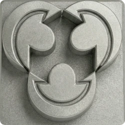 Metal 3D printed part after zirconium sandblasting finish, showing a uniform matte gray satin texture