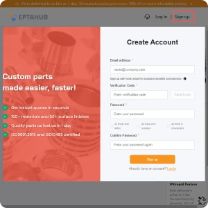 EPTAHUB 계정을 생성하고 결제 정보를 설정하기 위한 사용자 등록 양식입니다.